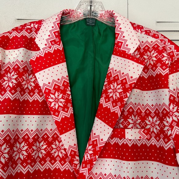 Mens LIFE OF THE PARTY Sz XL Red & White Christmas Jacket and Pants Suit FUN - Picture 5 of 13